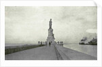 Port Said, Suez Canal pier with statue Ferd. de Lesseps, Egypt by Anonymous