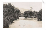 Dutch East Indies, indonesia, river Godang with suspension bridge by Anonymous