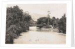 Dutch East Indies, indonesia, river Godang with suspension bridge by Anonymous