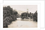 Dutch East Indies, indonesia, river Godang with suspension bridge by Anonymous