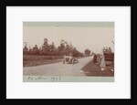 Country road with two cars and spectators by Anonymous
