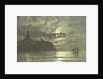 painting of a lighthouse at night from C. Frederick Sorensen by Anonymous