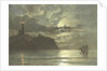 painting of a lighthouse at night from C. Frederick Sorensen by Anonymous