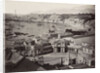 View of the bay of Genoa with a railway station in the foreground, Italy by Anonymous