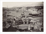 View of the bay of Genoa with a railway station in the foreground, Italy by Anonymous