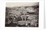 View of the bay of Genoa with a railway station in the foreground, Italy by Anonymous