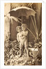 Picture of two children under an umbrella in the midst of plants, exhibited at the Paris, France World Exhibition in 1889 by Anonymous