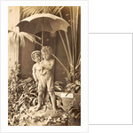 Picture of two children under an umbrella in the midst of plants, exhibited at the Paris, France World Exhibition in 1889 by Anonymous