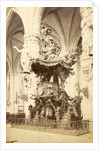 Pulpit in the Cathedral of Saint Michael and Saint Gudula, Sint-Michiel en Sint-Goedele in Brussels Belgium by Anonymous