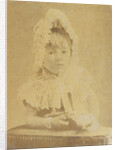 Studio Portrait of a toddler with doll and cap by Anonymous