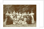 Group portrait of girls and teachers, with tennis and cricket stick by Blitz en Zn