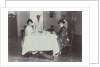 Group portrait of young women at the table with servants in the Dutch East Indies, indonesia by Anonymous