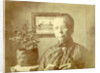 Portrait of an old lady with glasses in a living room by Anonymous