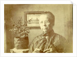 Portrait of an old lady with glasses in a living room by Anonymous