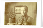 Portrait of an old lady with glasses in a living room by Anonymous