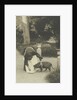 Woman with a dog in a garden by Anonymous