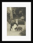 Woman with a dog in a garden by Anonymous