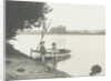 Children with a rowing boat on the bank of a river or lake by Anonymous
