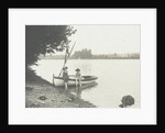 Children with a rowing boat on the bank of a river or lake by Anonymous