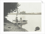 Children with a rowing boat on the bank of a river or lake by Anonymous