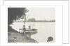 Children with a rowing boat on the bank of a river or lake by Anonymous