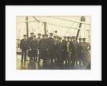 Group portrait of crew on deck of a ship by Anonymous