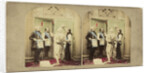 Scene in interior: three Freemasons and bound man by Anonymous