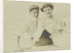 Portrait of a young couple in the outdoors; encased in matted cardboard by Anonymous
