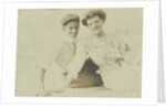 Portrait of a young couple in the outdoors; encased in matted cardboard by Anonymous