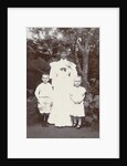 Portrait of Surinamese nanny with two white children by Augusta Curiel