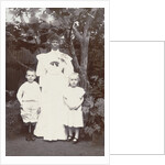 Portrait of Surinamese nanny with two white children by Augusta Curiel