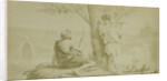 Virgil scene from the Bucolica, man and flute player by F. Barrias