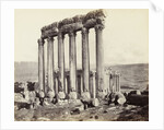 Pillars of the Temple of Jupiter and Bacchus temple in the background to Baalbek by Francis Bedford