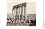 Pillars of the Temple of Jupiter and Bacchus temple in the background to Baalbek by Francis Bedford