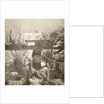 Woman on a bridge in a winter landscape by Peter Henry Emerson