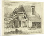 Woman doing the laundry for a farm by Anthonie van den Bos