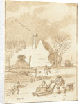 Winter landscape with skaters by Anthonie van den Bos