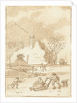Winter landscape with skaters by Anthonie van den Bos