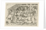 Beggars with a meal in a hut by Cornelis Massijs
