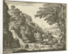 Shepherd with animals at a waterfall by Gerard Melder