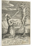 Kneeling saint for Christ on the cross by Abraham van Merlen