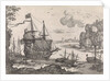 Ships in a harbor by Antoine Bonenfant