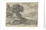 port with rowboats, figures and cattle by Lodewijk XIII