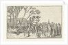 Skaters on the ice at a farm by Claes Jansz. Visscher II