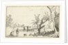 Farm with frozen river with skaters on the ice by Claes Jansz. Visscher II