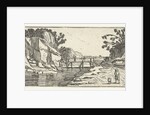 Rocky Landscape with riverwalk by Claes Jansz. Visscher II