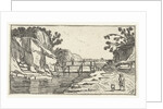 Rocky Landscape with riverwalk by Claes Jansz. Visscher II