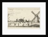 Skaters on the ice at a mill near Penningsveer by Esaias van de Velde