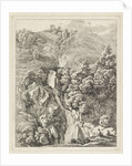 Rocky Landscape with a waterfall by Hendrik Voogd