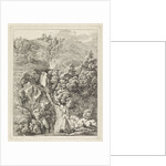 Rocky Landscape with a waterfall by Hendrik Voogd